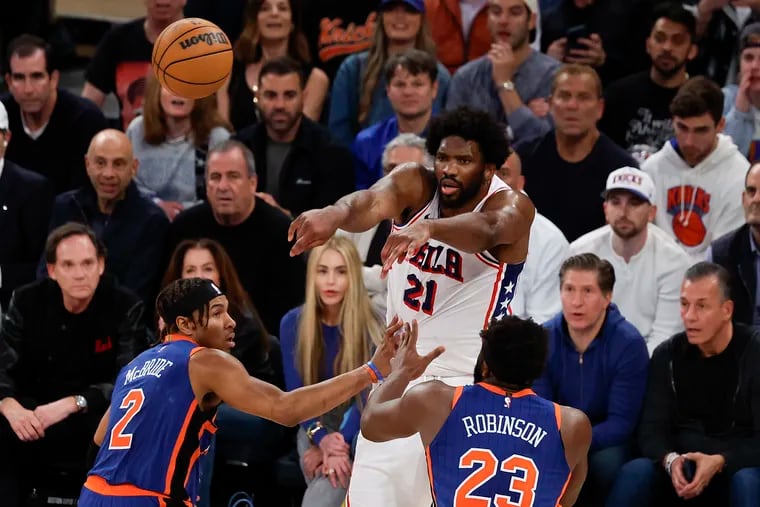 Joel Embiid labored through Game 5, but made big defensive plays when the Sixers needed it most.