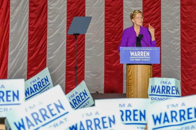 Democtratic residential candidate Elizabeth Warren speaks during a rally at Washington Square Park in New York City on September 16, 2019.