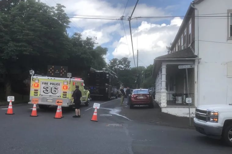 Police closed this road while investigating a chemical storage facility in connection with the series of mysterious blasts that have rattled Upper Bucks County in recent months.