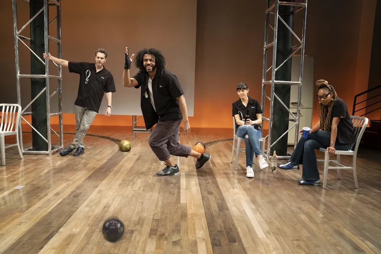 (Left to right:) Thomas Sadoski, Daveed Diggs, ZoÃ« Winters, and Sheria Irving in "White Noise," through May 5 at the Public Theater in Manhattan.