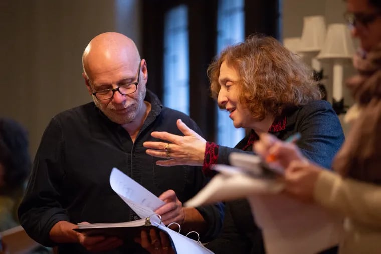 Pulitzer Prize-winning composer Julia Wolfe works with Donald Nally, director of The Crossing, at St. Clement's Church near the Parkway.