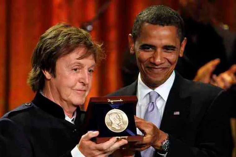 presents Paul McCartney with the Gershwin Prize for Popular Song at the White House. &quot;I don't think there could be anything more special than to play here,&quot; said the singer, who volunteered to make it a regular gig.&quot;Lunchtimes, we could come around,&quot; he offered. &quot;We're cheap.&quot;