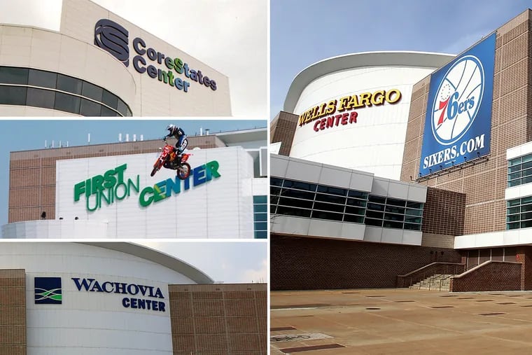 The evolution of names of the arena that is celebrating its 20th anniversary -- from CoreStates Center to the current Wells Fargo Center.