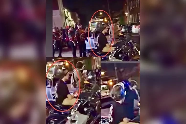 Philadelphia police have made an arrest in the incident that involved a motorcyclist stomping out the back windshield of a woman’s car near City Hall before sticking a gun in her face and headbutting her as she came out to confront him on Sunday night.