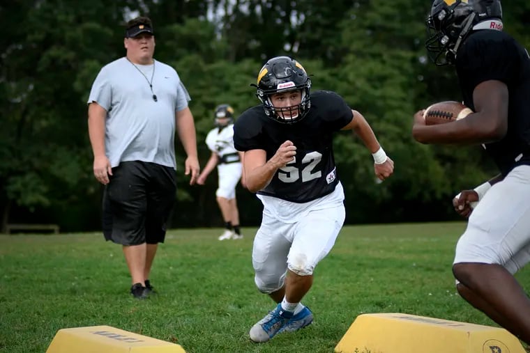Archbishop Wood's Dom D'Alessio, a senior two-way lineman, has been a key to the Vikings' 3-0 start.