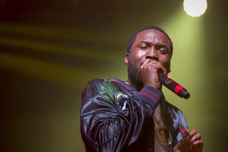 Meek Mill performs at the Fillmore in Fishtown in July. A Slovenian snowboarder showed his support for the now-incarcerated rapper during the 2018 Winter Games.