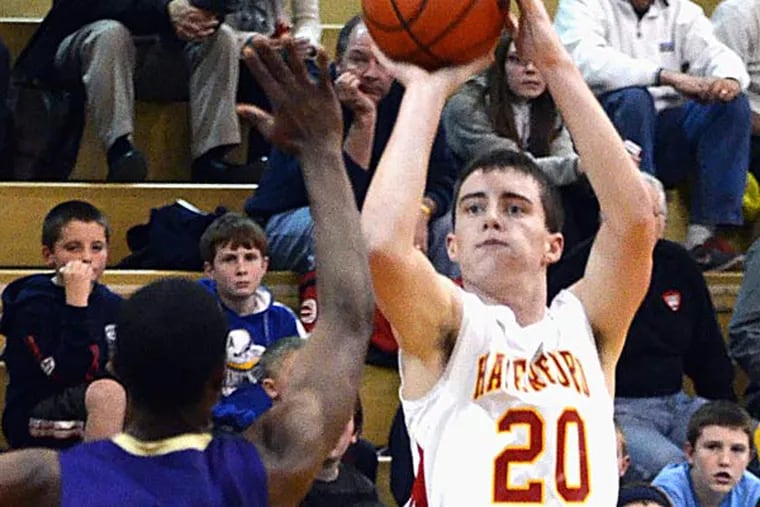 Haverford's Matt Donnelly shoots a three-pointer. (Photo credit: Paul Bogosian)