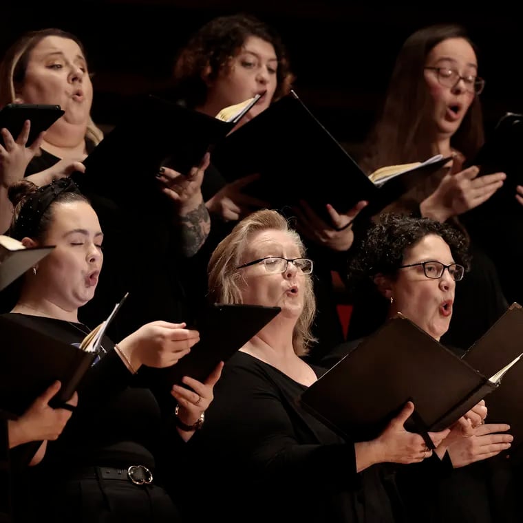 The Philadelphia Symphonic Choir performing the Mozart "Requiem" in Verizon Hall, Jan. 26, 2024.