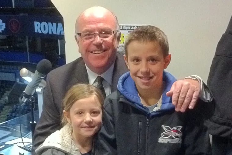 Former Maple Leafs public address announcer from 1999 to 2016, Andy Frost took his children, Marley and Morgan, to games as they grew up. Morgan, 22, is a center for the Flyers.