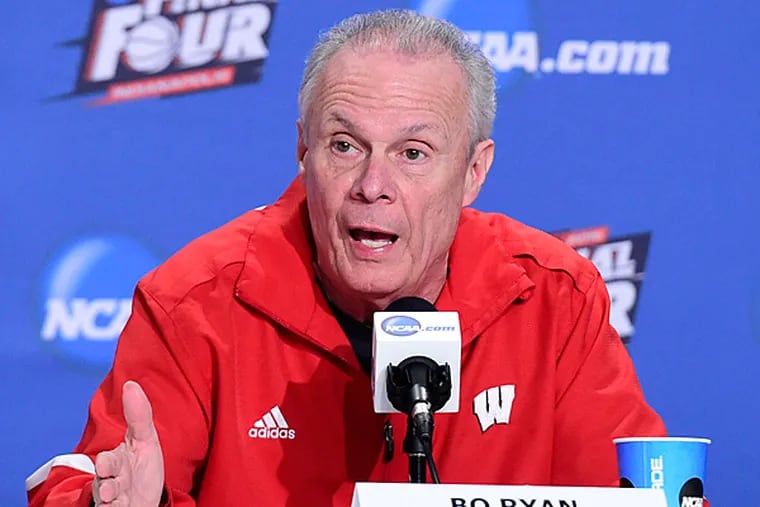 Wisconsin Badgers head coach Bo Ryan during the Wisconsin press conference at Lucas Oil Stadium. (Bob Donnan/USA Today)