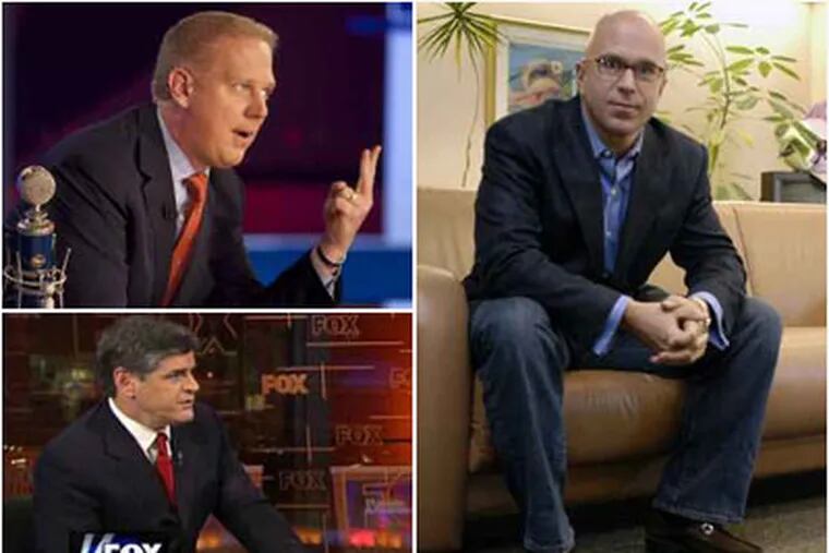 Nationally syndicated talk show hosts Glenn Beck, top left, and Sean Hannity, bottom left, are out on The Big Talker 1210.  But local host Michael Smerconish, right, will remain.