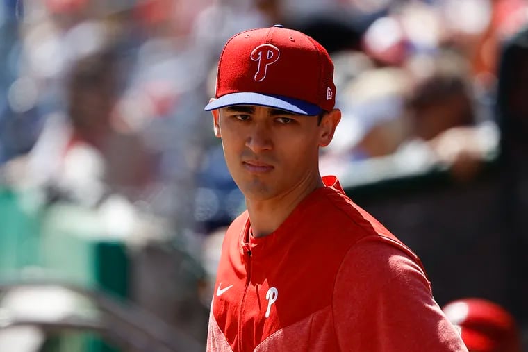 Phillies pitcher Noah Song during a spring training game against the Atlanta Braves  in Clearwater, Fla., on March 14.