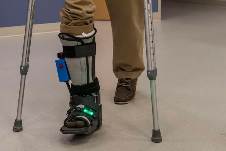 The SmartBoot helps assess the amount of force put on the foot after an injury.