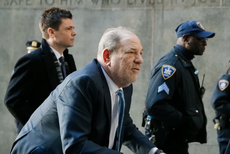 Harvey Weinstein arrives at a Manhattan courthouse for jury deliberations in his rape trial, Monday, Feb. 24, 2020, in New York.