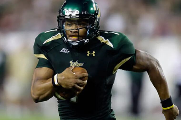 In his career, South Florida's B.J. Daniels has amassed 9,548 yards of total offense. (Chris O'Meara/AP)