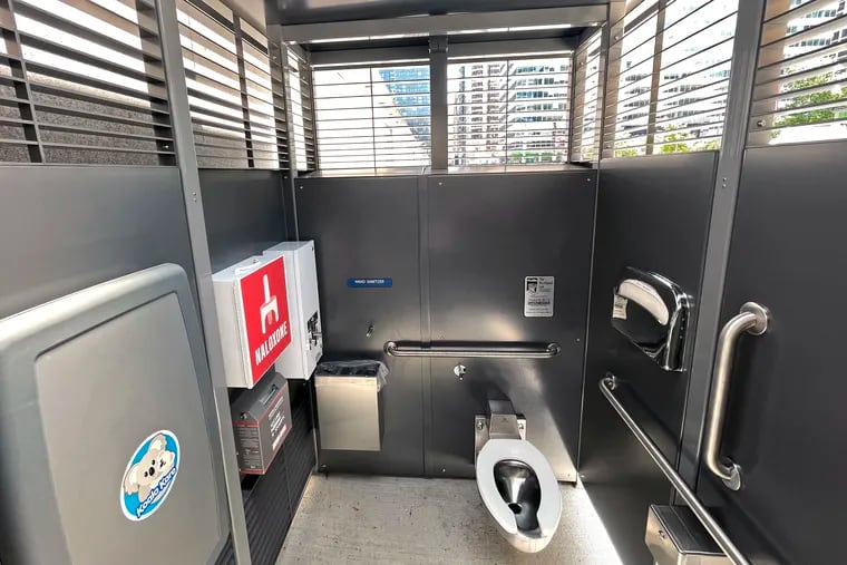 Philadelphia’s new public restroom — the Phlush — during its first day at 15th and Arch Streets in Center City.