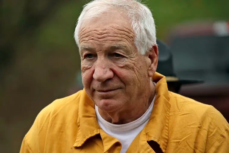 In a file photo from November, former Penn State assistant football coach Jerry Sandusky arrives at the Centre County Courthouse in Bellefonte, Pa., for his resentencing hearing.