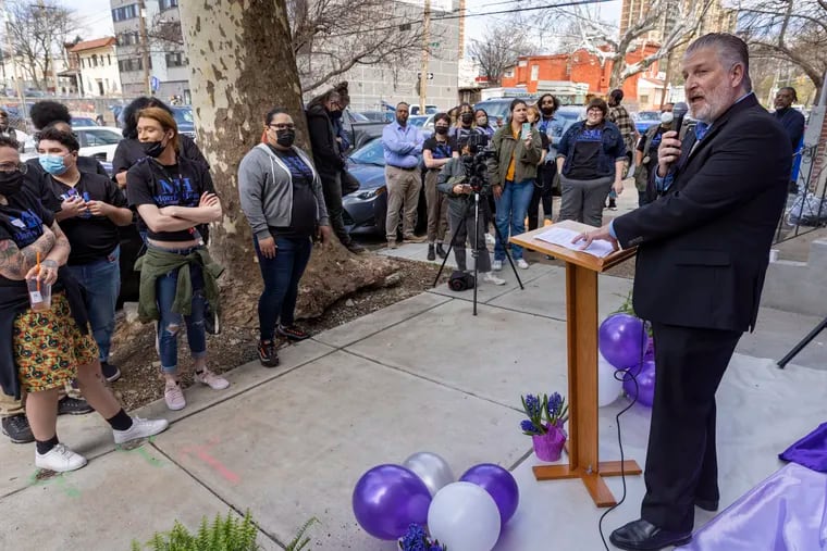 Marco Giordano, former CEO of Resources for Human Development, spoke in 2022 at the grand opening of Morris Home, a West Philadelphia treatment program exclusively for transgender and gender non-conforming people who are recovering from substance abuse.