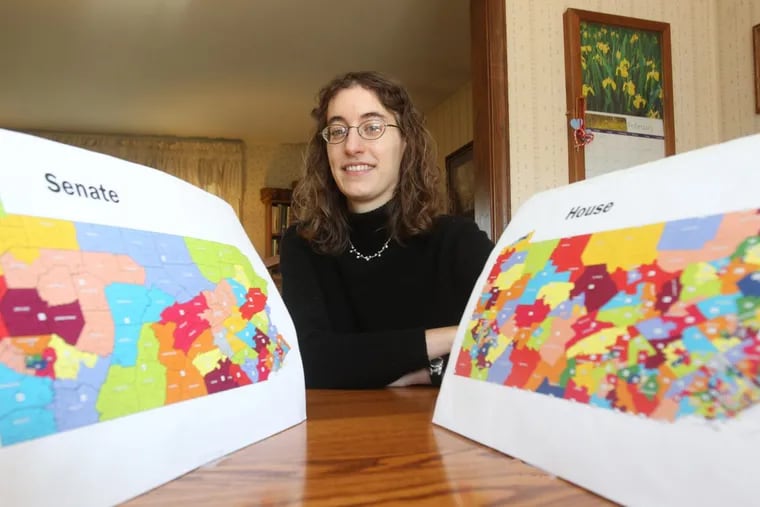 Amanda Holt, a graphic artist and piano teacher from Allentown, drew her own political maps after noticing oddities in the ones drawn by lawmakers.