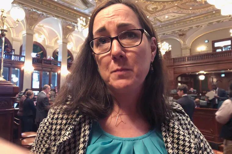 Rep. Kelly Cassidy (D., Chicago) discusses her legislation to expand abortion protections in this Friday, May 24, 2019 photo. Cassidy says her Reproductive Health Act is necessary to counteract "a concerted and strategic effort to attack reproductive freedom around the country."
