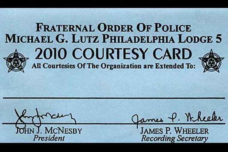 A Fraternal Order of Police 2010 Courtesy Card.