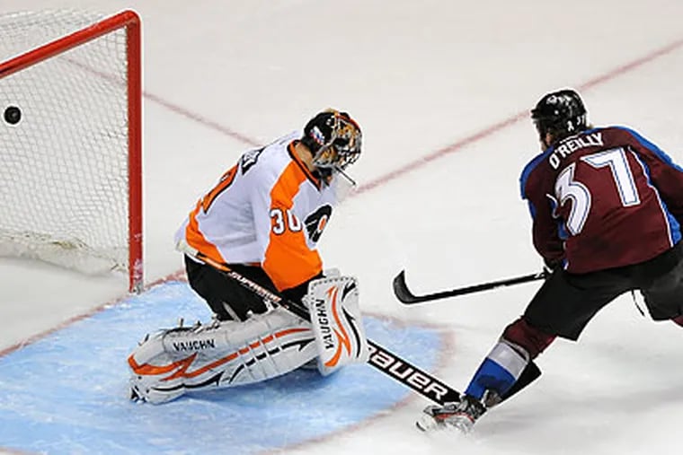 "I hate shootouts," Ilya Bryzgalov said after the Flyers lost to Colorado, 3-2, on Monday. (Chris Schneider/AP)