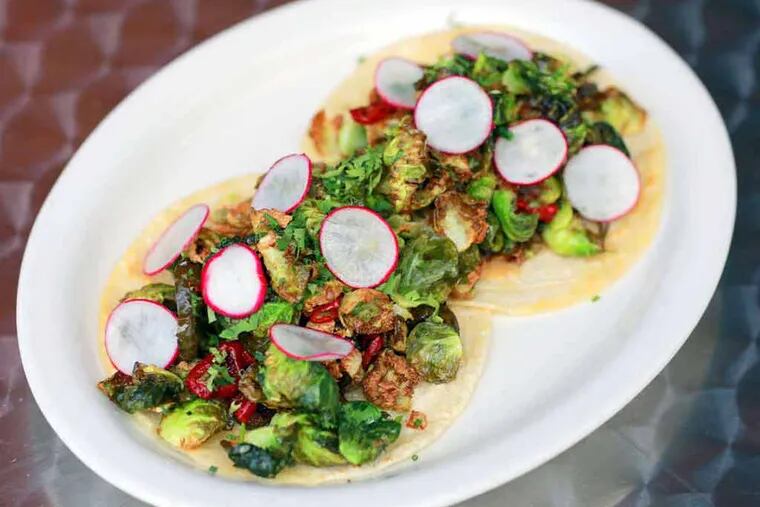 Brussels sprout tacos from Sancho Pistola's on Girard Avenue in Fishtown. ( DAVID SWANSON / Staff Photographer )