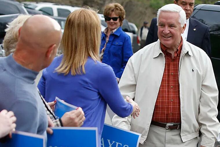 Tom Corbett (seen here) might be rated America's most vulnerable governor, but he's got history on his side as he prepares to face the Democratic nominee, Tom Wolf. MATT ROURKE / ASSOCIATED PRESS