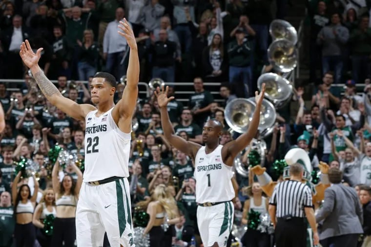 Michigan State's Miles Bridges (22) and Joshua Langford (1) will be among the players competing in the Big Ten tournament in Madison Square Garden.