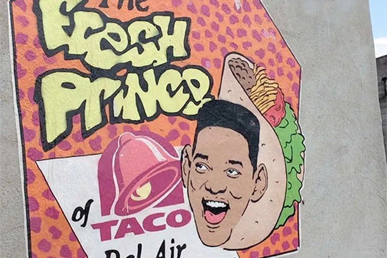 Hanksy, a New York street artist, painted this nod to Philly's own Will Smith in Northern Liberties.