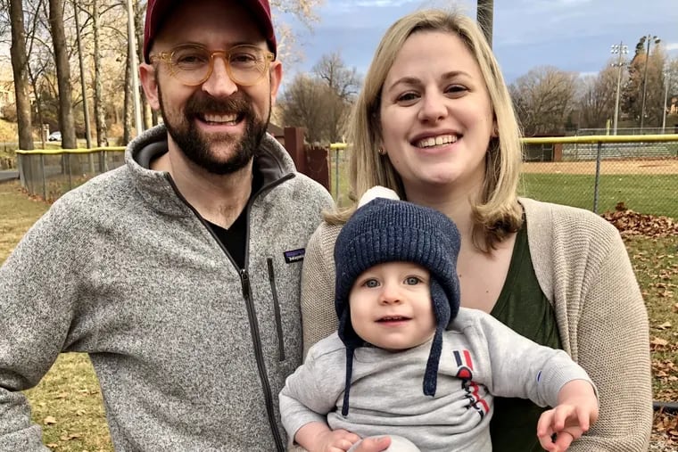 Margo Moskowitz, 33, of South Philadelphia, with her husband, Ben Tilley, and their son, Clark Tilley. Moskowitz contracted E. coli as a college student and has had lingering effects for years.