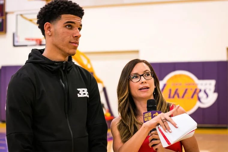 Serena Winters, see here with Lakers point-guard Lonzo Ball, has joined NBC Sports Philadelphia as the network's new Sixers sideline reporter.