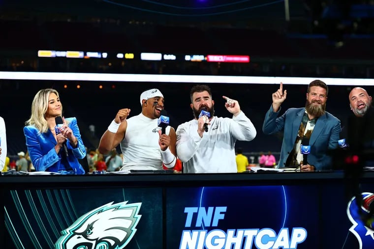 Jason Kelce will return to Amazon's "Thursday Night Football" this week following a memorable postgame cameo last year in Week 4 in Houston.