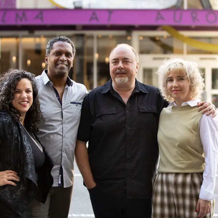 Wilma Theater managing director Leigh Goldenberg (from left) and co-artistic directors Lindsay Smiling, Yury Urnov, and Morgan Green outside the theater in Philadelphia.