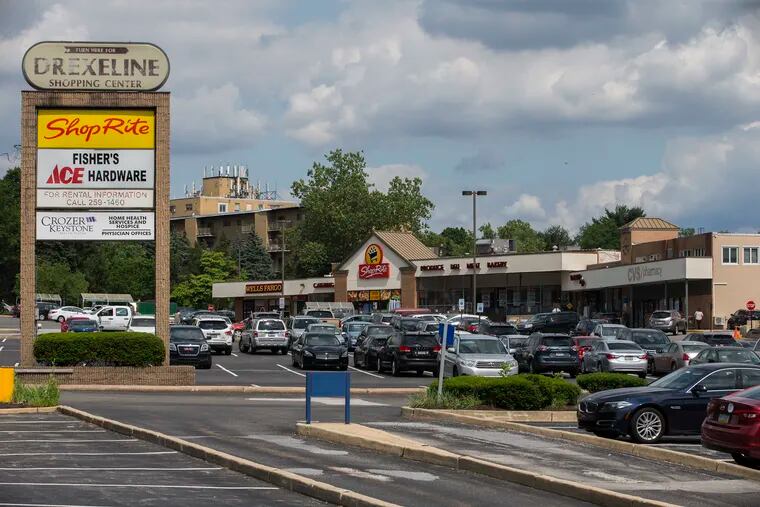 In Drexel Hill, officials and residents are fiercely debating a proposal to turn the Drexeline Shopping Center, a Delaware County institution, into a town center. An overall of the complex on June 7, 2018.