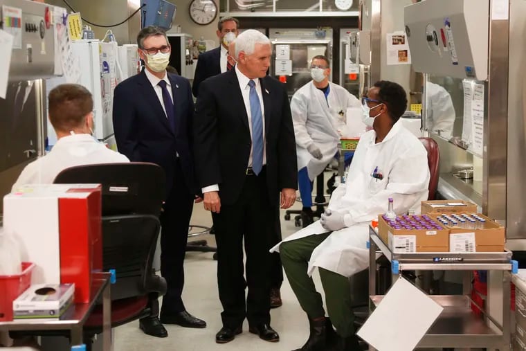 Vice President Mike Pence visits the molecular testing lab at Mayo Clinic in Rochester, Minn., where he toured the facilities supporting COVID-19 research and treatment. Pence chose not to wear a face mask while touring the Mayo Clinic in Minnesota. It's an apparent violation of the world-renowned medical center's policy requiring them.