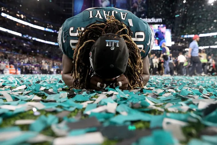 David Maialetti won first place in Sports Photography for his image of Jay Ajayi reacting after the Philadelphia Eagles won Super Bowl LII.