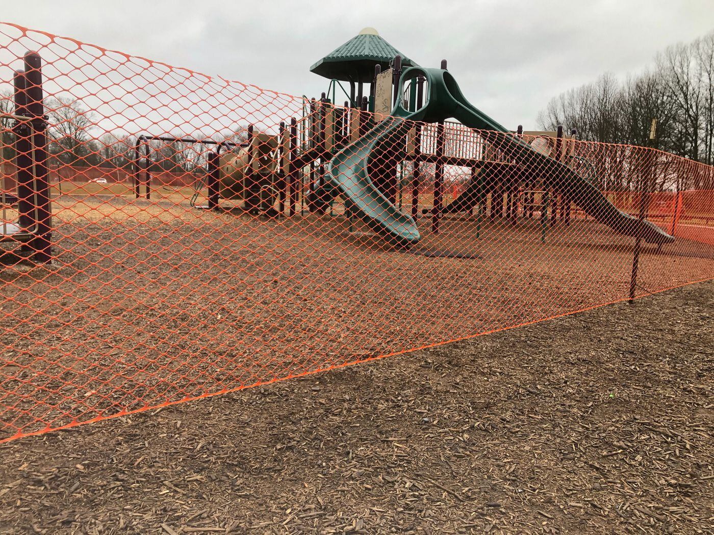 Temporary fencing has been erected around all county and neighborhood playgrounds in New Castle County in Delaware following an order by county executive Matt Meyer to close all playgrounds and basketball courts.