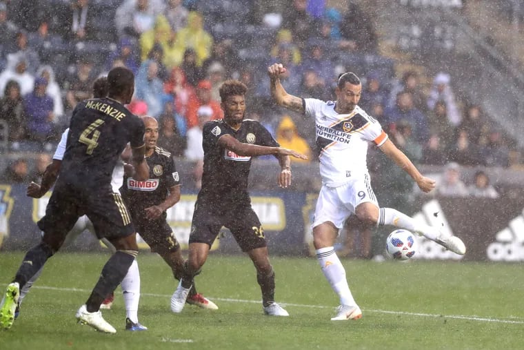 Zlatan Ibrahimovic had an assist and the game-winning goal for the Los Angeles Galaxy against the Philadelphia Union in last year's game at Talen Energy Stadium.