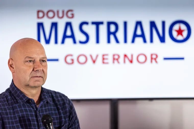 Doug Mastriano, the Republican nominee for governor, speaking to supporters in Philadelphia in September.