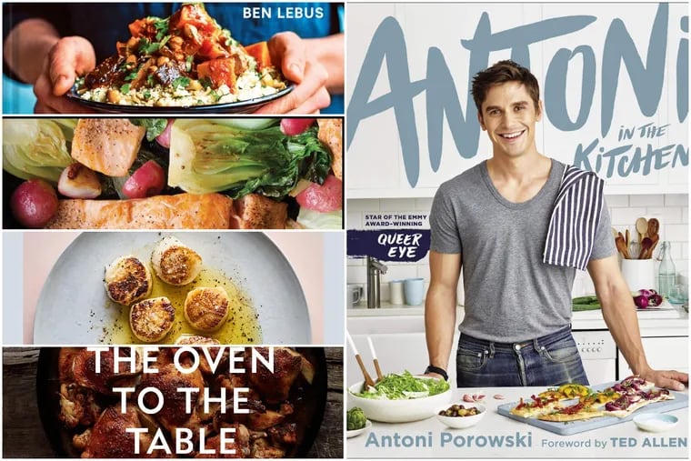 5 cookbooks you need for back to school meals: 'MOB Kitchen' by Ben Lebus, Hero Dinners by Marge Perry and David Bonom,  'Where Cooking Begins' by Carla Lalli Music, 'From the Oven to the Table' by Diana Henry and 'Antoni in the Kitchen' by Antoni Porowski