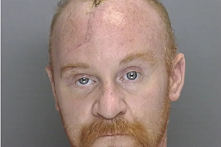 Police mugshot of Jeffrey Evan Burke, sentenced to 30 days for riding a bicycle while under the influence.