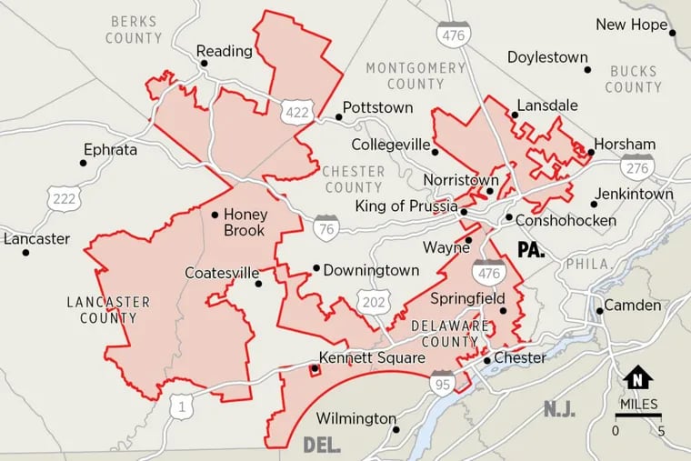 Map of Pennsylvania's Seventh Congressional District.