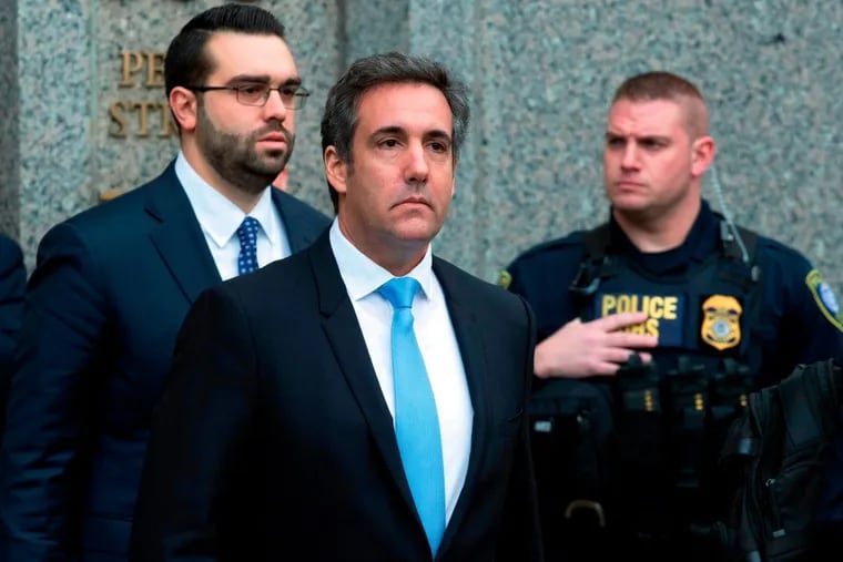 Michael Cohen leaving federal court in New York on Monday.