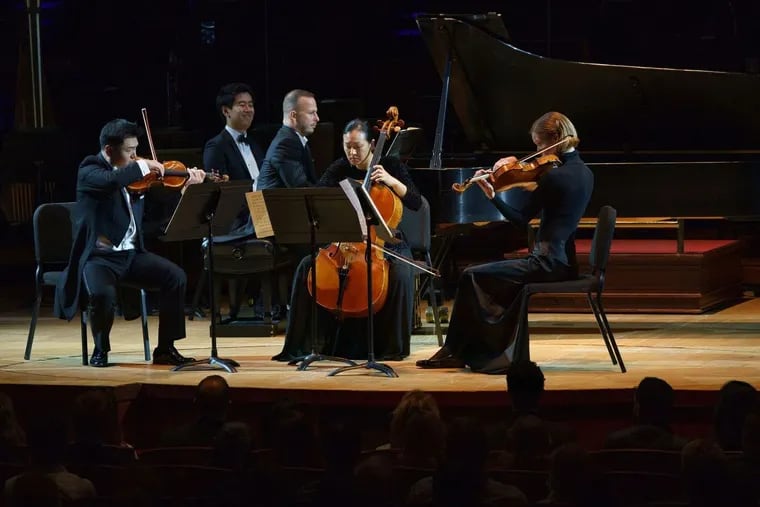 Philadelphia Orchestra music director Yannick Nézet-Séguin and musicians performing the Brahms Piano Quartet No. 1 in G Minor as part of the 2018-19 opening gala in Verizon Hall.