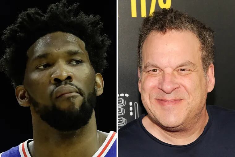 Joel Embiid didn't have an answer for Jeff Garlin when he crashed a post-game reporters scrum and asked the Sixers big man about "Pirates of the Caribbean."