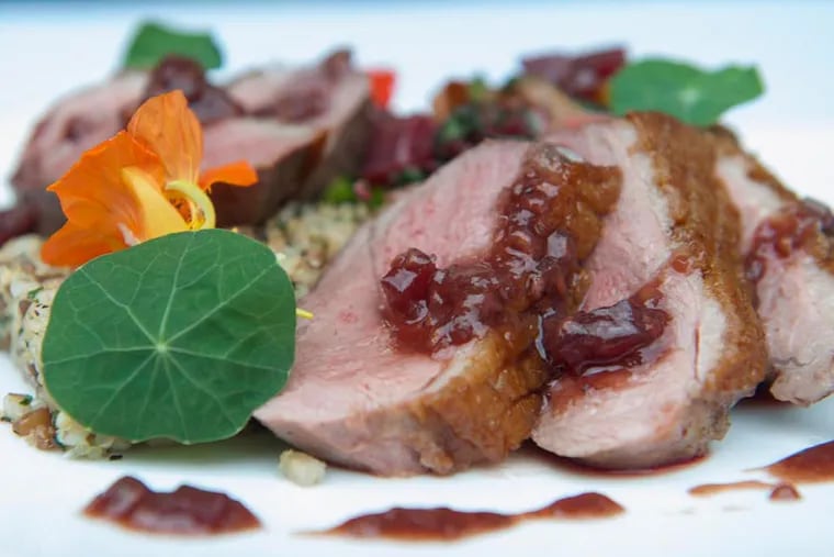 The duck entree at The Red Store in Cape May. (MICHAEL PRONZATO/Staff Photographer)