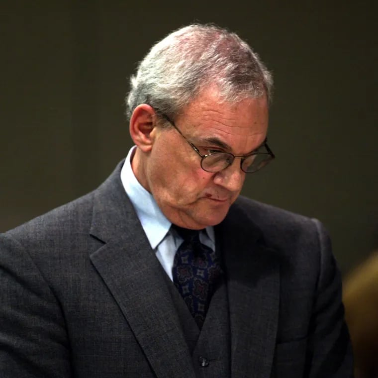 Rabbi Fred J. Neulander listens as the jury reads the guilty verdict on Nov. 20, 2002. Neulander died Wednesday while serving a life sentence in New Jersey State Prison for orchestrating the murder of his wife, Carol Neulander.