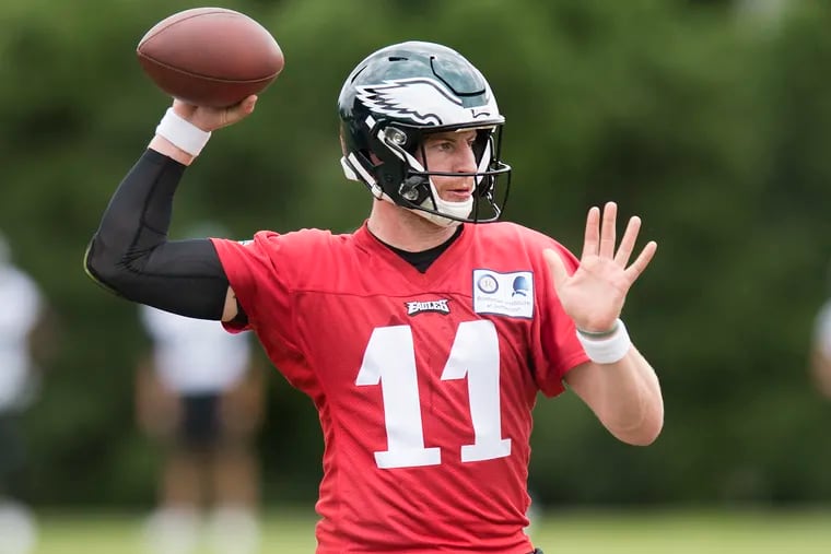 Eagles' quarterback Carson Wentz may have added velocity to his passes despite his knee injury. 