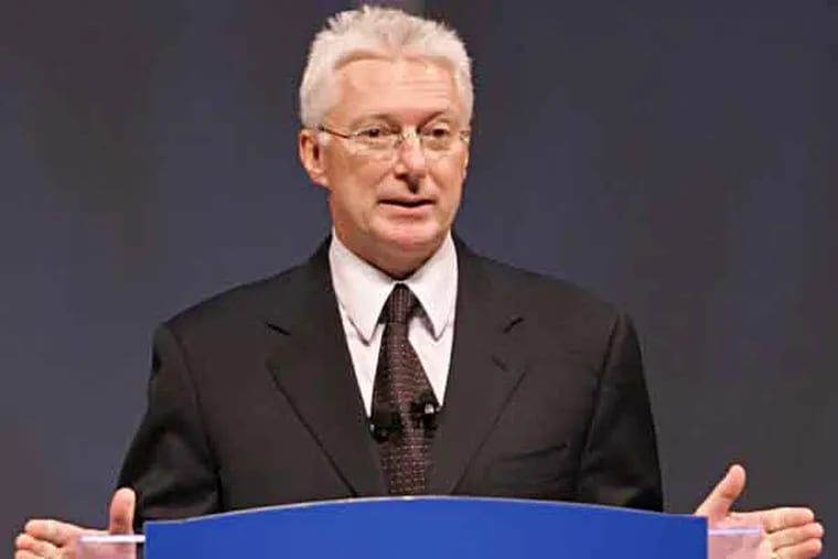 A.G Lafley, president and CEO of Procter and Gamble, speaks at the companies annual shareholderes meeting, Tuesday, Oct. 11, 2005, in Cincinnati. Swollen by the acquisition of Gillette Co., Lafley told shareholders what to expect as the consumer projects company begins merging the razor maker into its global operations. (AP Photo/Al Behrman)